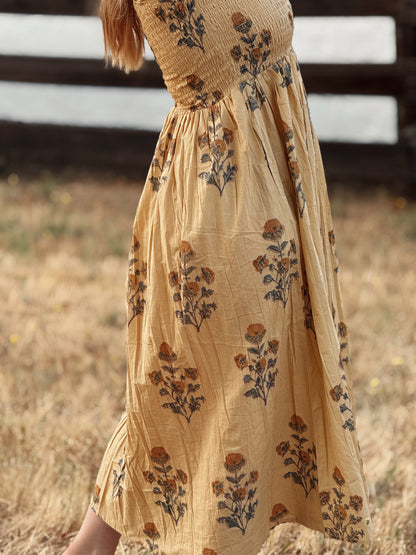 (PRE-ORDER) The Forgiving Dress- Tan/Marigold