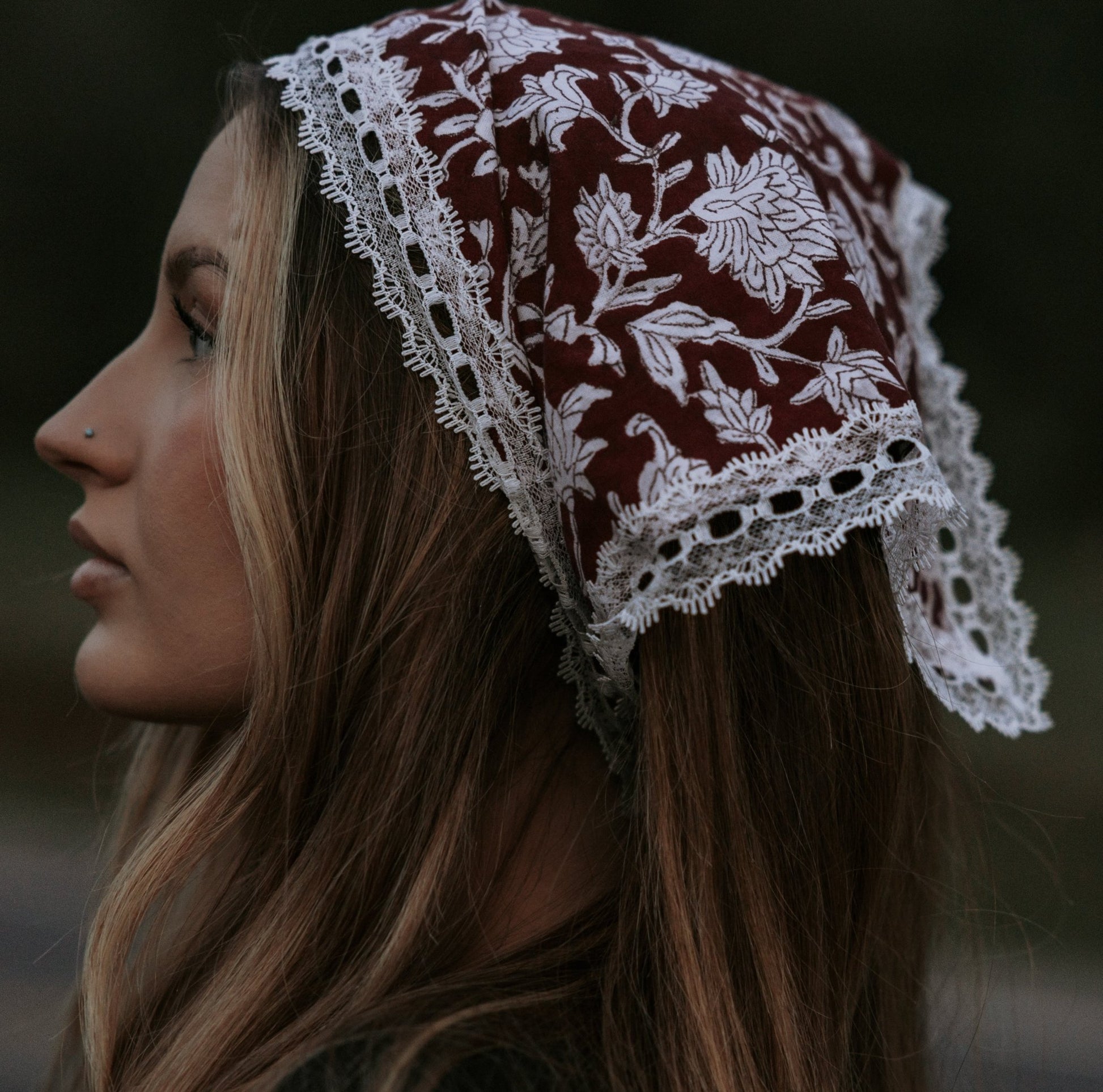 100% Cotton Floral Elastic Head Covering - Cave Dwellers