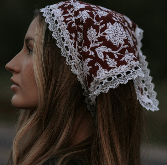 100% Cotton Floral Elastic Head Covering - Cave Dwellers