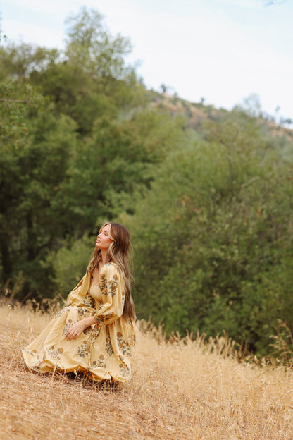 The Forgiving Dress- Tan/Marigold