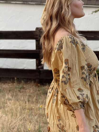 (PRE-ORDER) The Forgiving Dress- Tan/Marigold