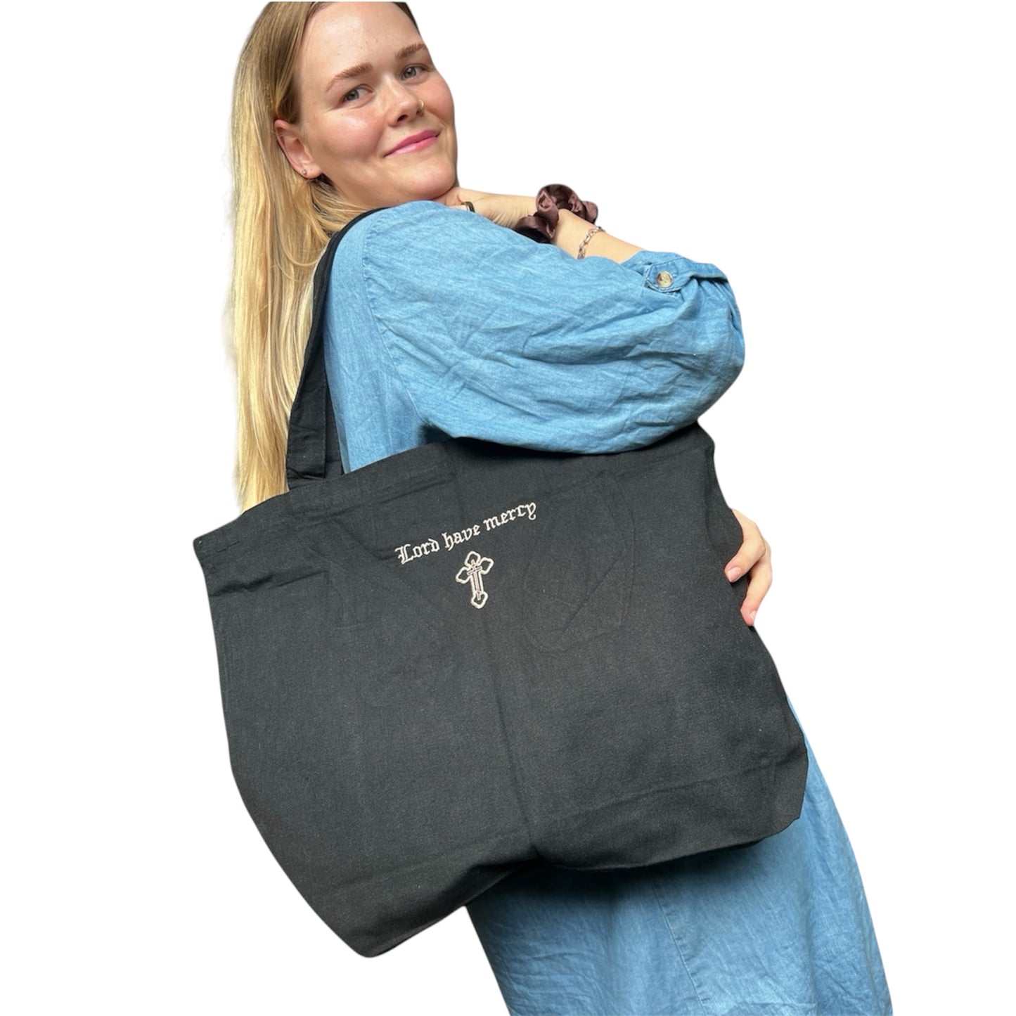 Orthodox Christian Tote Bag - Black Canvas “Lord have mercy”