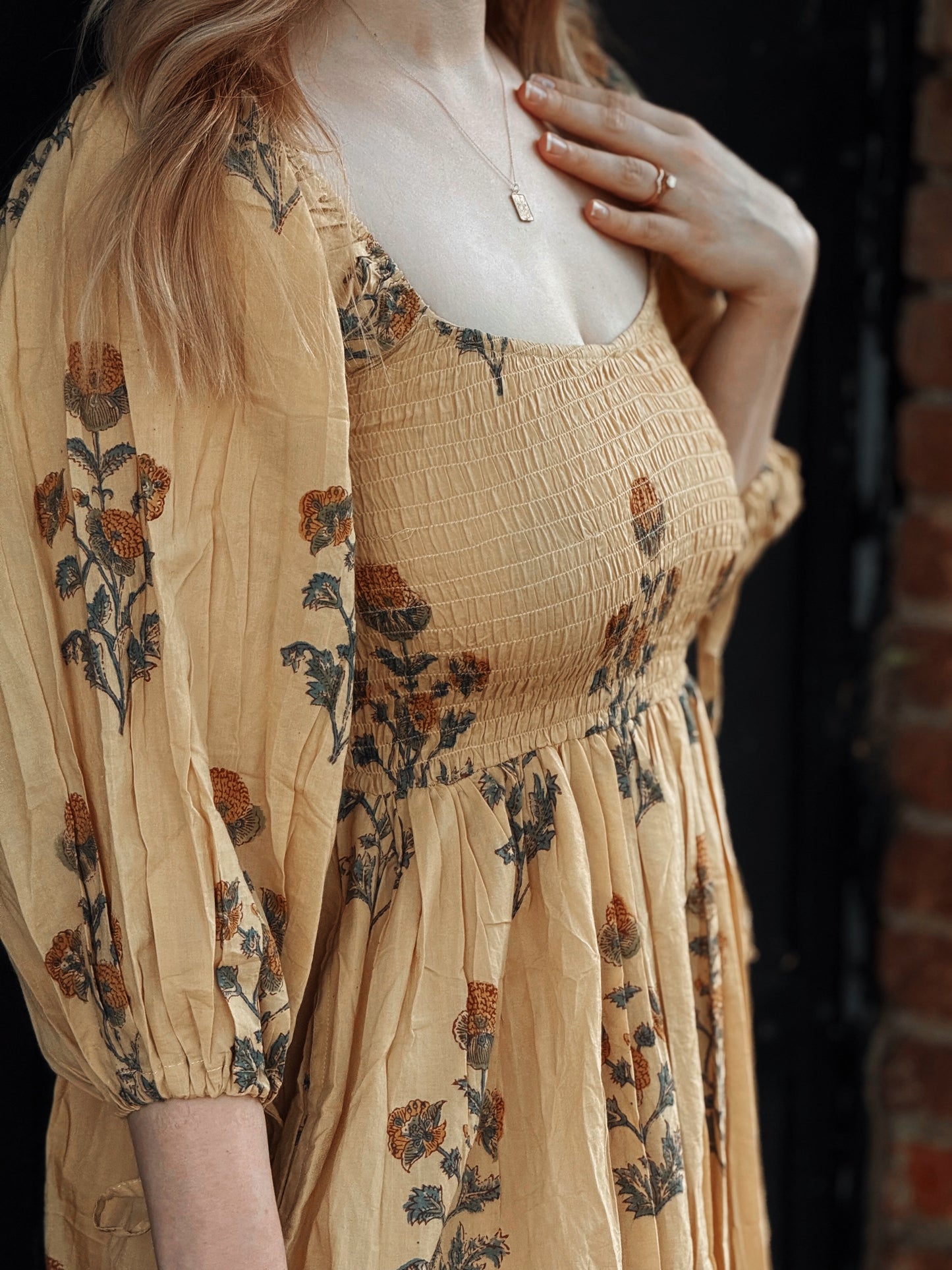 (PRE-ORDER) The Forgiving Dress- Tan/Marigold
