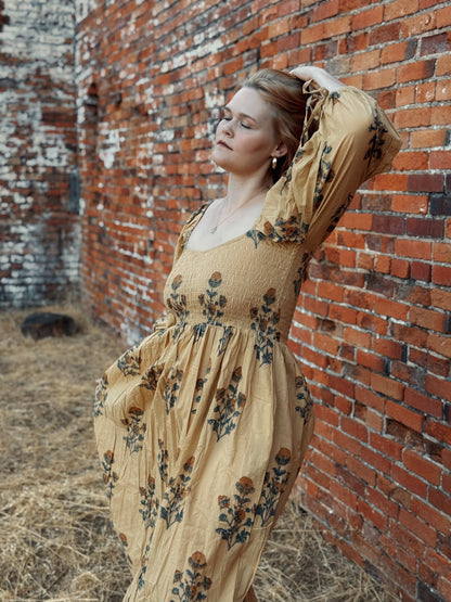 (PRE-ORDER) The Forgiving Dress- Tan/Marigold