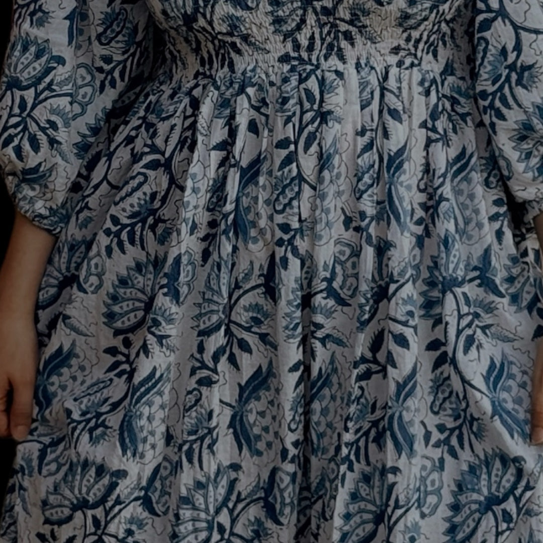 (PRE-ORDER) The Forgiving Dress-Blue/White Floral