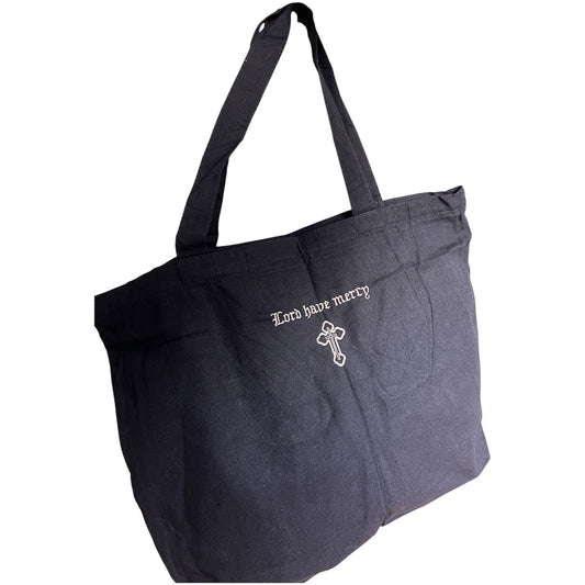 Orthodox Christian Tote Bag - Black Canvas “Lord have mercy”