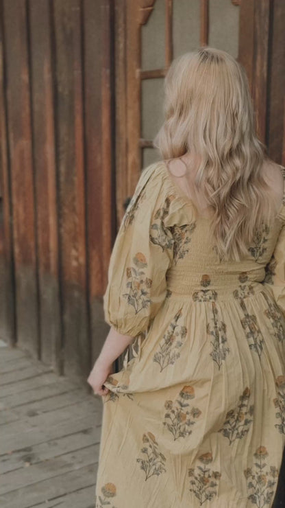 The Forgiving Dress- Tan/Marigold