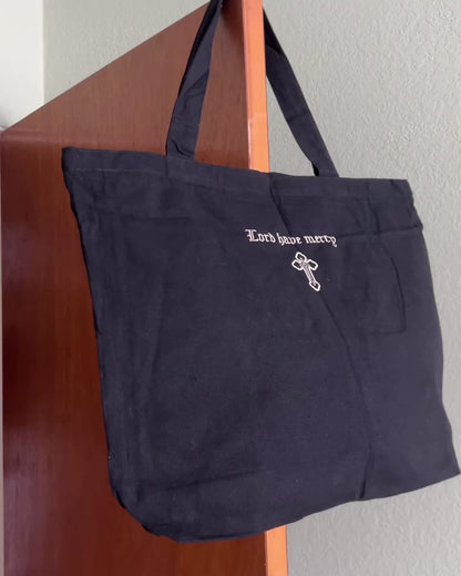 Orthodox Christian Tote Bag - Black Canvas “Lord have mercy”