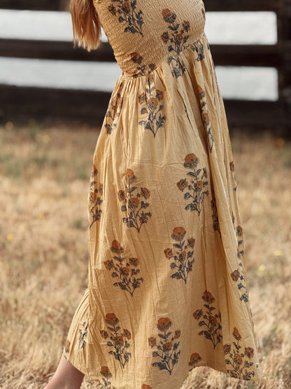 The Forgiving Dress - Tan/Marigold - Cave Dwellers