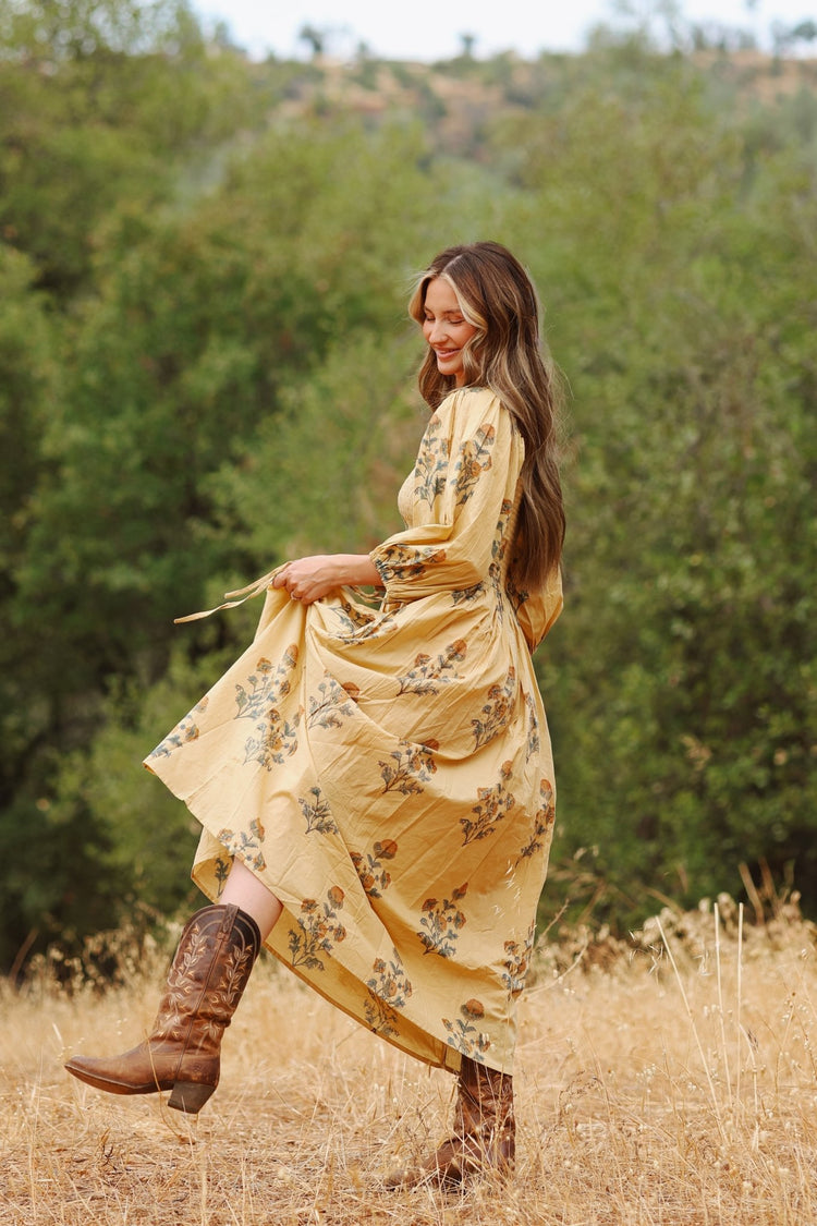 The Forgiving Dress - Tan/Marigold - Cave Dwellers